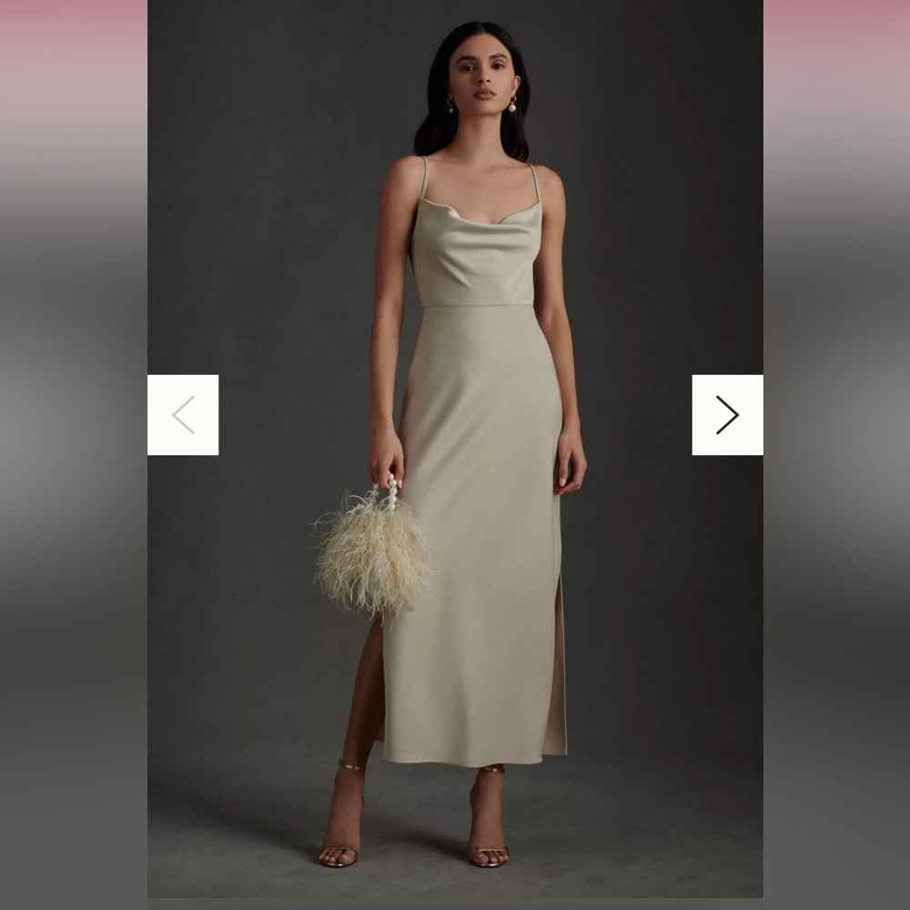BHLDN anthropology champagne slip dress! Worn once and dry cleaned !!